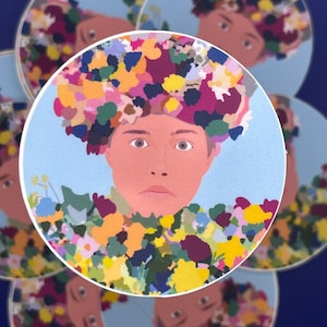 Midsommar May Queen Sticker- Hand Drawn Horror Art | Matte Vinyl -Weatherproof & Water Resistant | A24 Folk Horror Vibes- Florence Pugh Art