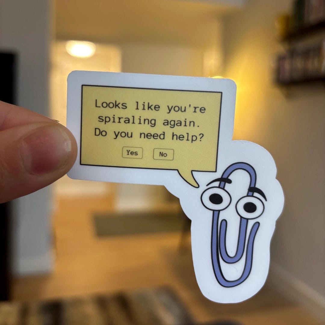 Retro Paperclip Sticker | 90s Computer, Mental Health Humor (matte ...