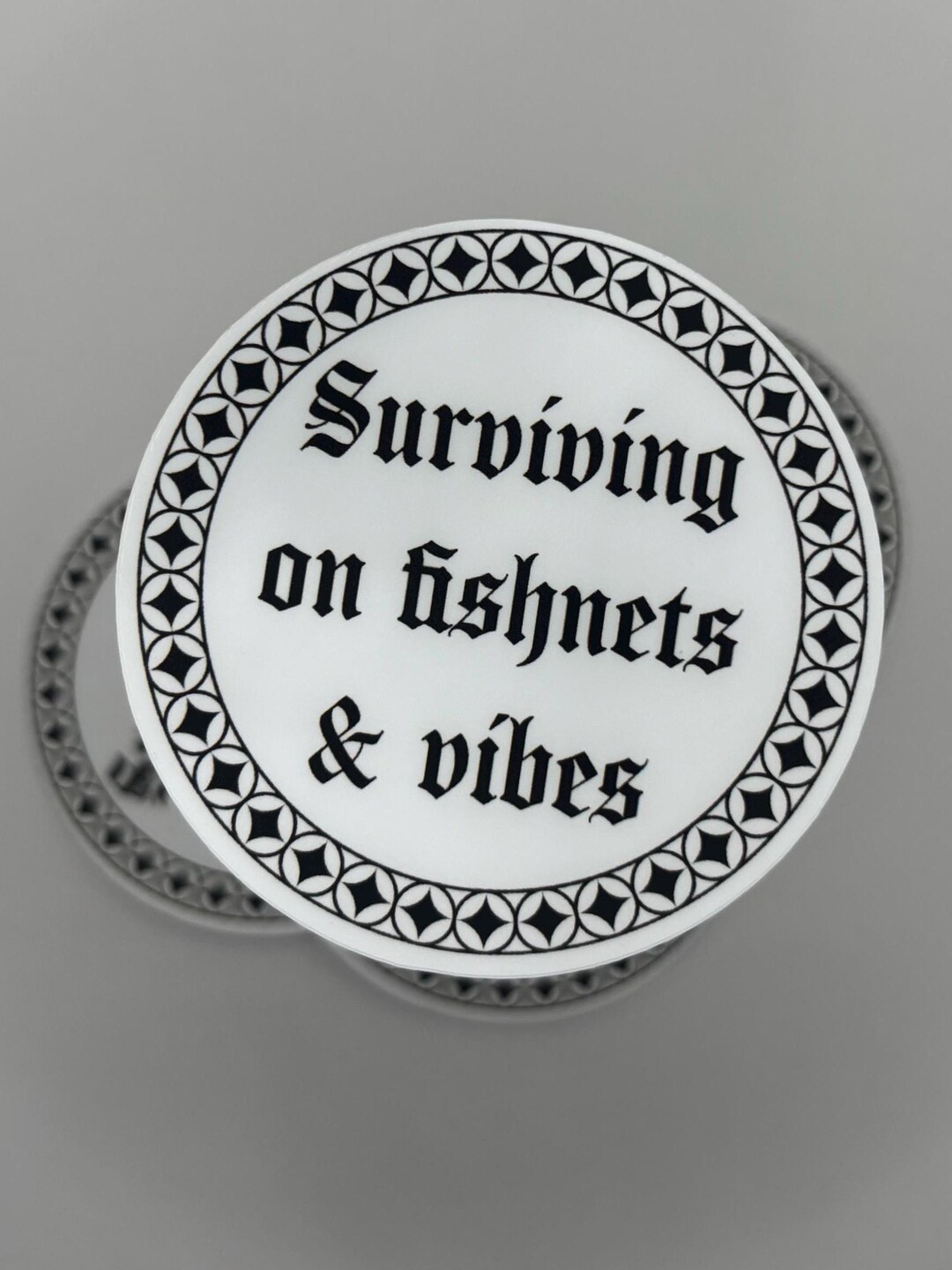 Gothic Matte Vinyl Sticker: Surviving on Fishnets & Vibes - Laptop ...