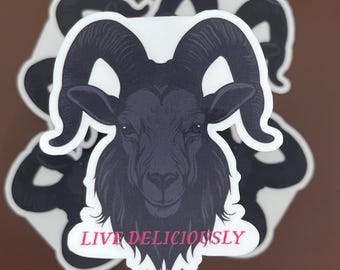 The Witch Sticker: Black Phillip, Live Deliciously - Gothic Horror Vinyl Decal