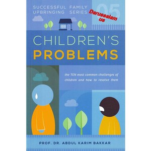 Könnte beinhalten: Buchcover für "Children's Problems" aus der "Successful Family Upbringing Series". Das Cover zeigt Illustrationen von stilisierten Figuren und Bäumen, mit Text einschließlich des Autornamens und des Untertitels des Buches.