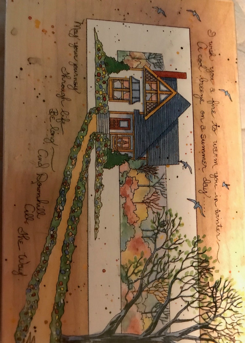 House Scene Wooden Stamp