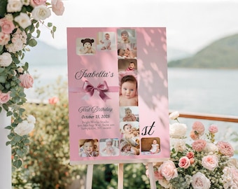 1st birthday Milestone board • 1st Birthday Photo Collage Sign • Baby's First Year Poster • Birthday Decorations • Personalized Welcome Sign