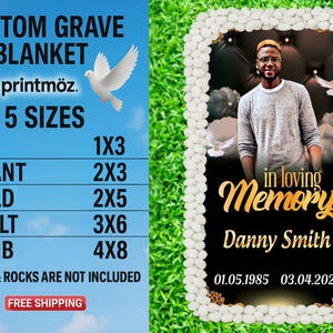 Memorial Grave Blanket • Grave Marker • Home Going, Memorial Keepsakes • Custom Grave Blanket • Personalized Memorial Grave Cover