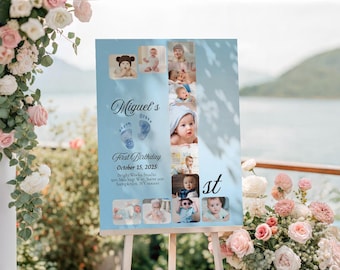 1st birthday Milestone board • 1st Birthday Photo Collage Sign • Baby's First Year Poster • Birthday Decorations • Personalized Welcome Sign