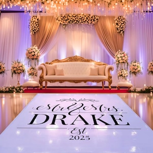 Custom Wedding Decal • Dance Floor Wrap • Gloss Removable Vinyl • Monogram Print & Vinyl to Cover your Dance Floor • Vinyl Floor Banner