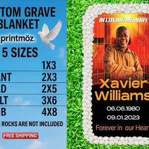Memorial Grave Blanket • Grave Marker • Home Going, Memorial Keepsakes • Custom Grave Blanket • Personalized Memorial Grave Cover