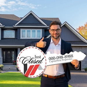 Personalized Real Estate Key Photo Prop • Printed Closing Key • Customized Giant Key Prop • Realtor Key • Real Estate Marketing Closing Sign