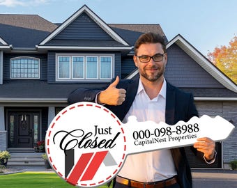 Personalized Real Estate Key Photo Prop • Printed Closing Key • Customized Giant Key Prop • Realtor Key • Real Estate Marketing Closing Sign