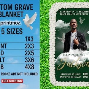 Memorial Grave Blanket • Grave Marker • Home Going, Memorial Keepsakes • Custom Grave Blanket • Personalized Memorial Grave Cover