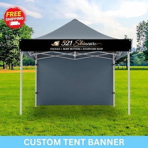 Custom Canopy Tent Banner • Customizable Pop Up Tent Banner for Trade Show • Canopy Vinyl Banner • Full Color Vinyl Banner • Add Your Logo