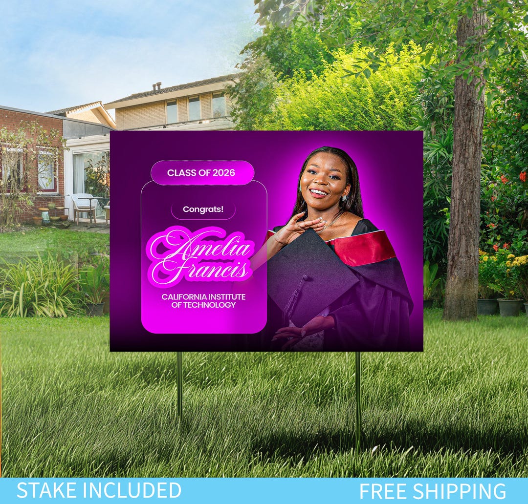 High School Graduation Lawn Sign • Graduation Photo Sign • Custom High ...