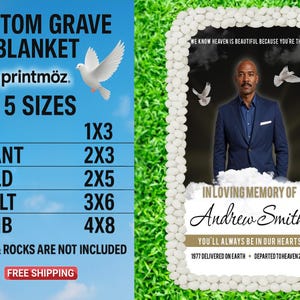 Memorial Grave Blanket • Grave Marker • Home Going, Memorial Keepsakes • Custom Grave Blanket • Personalized Memorial Grave Cover