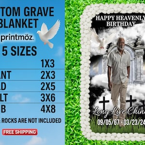 Memorial Grave Blanket • Grave Marker • Home Going, Memorial Keepsakes • Custom Grave Blanket • Personalized Memorial Grave Cover
