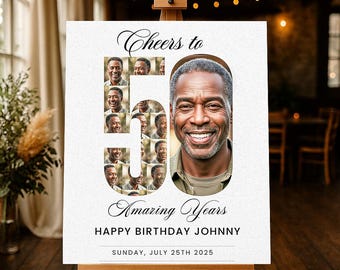50th Birthday Sign • 50th Birthday Decorations • Personalized Welcome Sign for Birthday Party • Custom 50 Birthday Party Welcome Sign