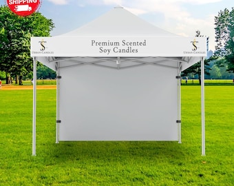 Custom Tent Banner • Trade Show, Event, Canopy Vinyl Banner • Logo & Business Name • Customizable Pop Up Tent Banner • Full Color Banner
