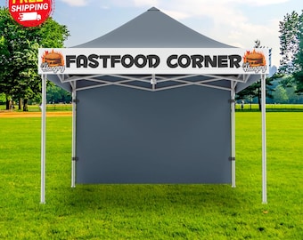 Custom Tent Banner • Trade Show, Event, Canopy Vinyl Banner • Logo & Business Name • Customizable Pop Up Tent Banner • Full Color Banner