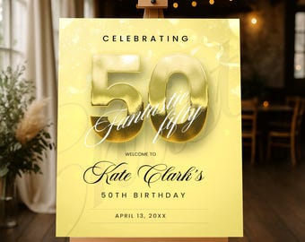 50th Birthday Sign • 50th Birthday Decorations • Personalized Welcome Sign for Birthday Party • Custom 50 Birthday Party Welcome Sign