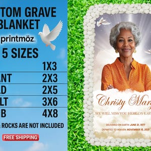 Memorial Grave Blanket • Grave Marker • Home Going, Memorial Keepsakes • Custom Grave Blanket • Personalized Memorial Grave Cover