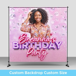 Birthday Backdrop • Custom Photo Backdrops • Party Backdrop • Step Repeat Birthday Party • Prom Backdrop • Sweet 16 Birthday Backdrop