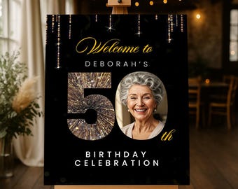 50th Birthday Sign • 50th Birthday Decorations • Personalized Welcome Sign for Birthday Party • Custom 50 Birthday Party Welcome Sign