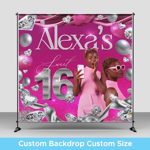 Birthday Backdrop • Sweet 16 Birthday Backdrop • Custom Photo Backdrops • Party Backdrop • Step Repeat Birthday Party • Prom Backdrop