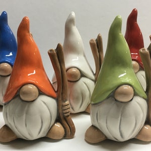 Ceramic Aquarium Gnomes ~ with walking stick ~ Sold individually