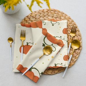 Pumpkin Cloth Napkin Set: Autumn Thanksgiving Table Decor