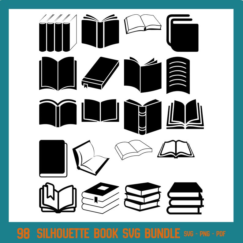 98 Books SVG Bundle | Books SVG Silhouette | Books Cut File | Book Club ...