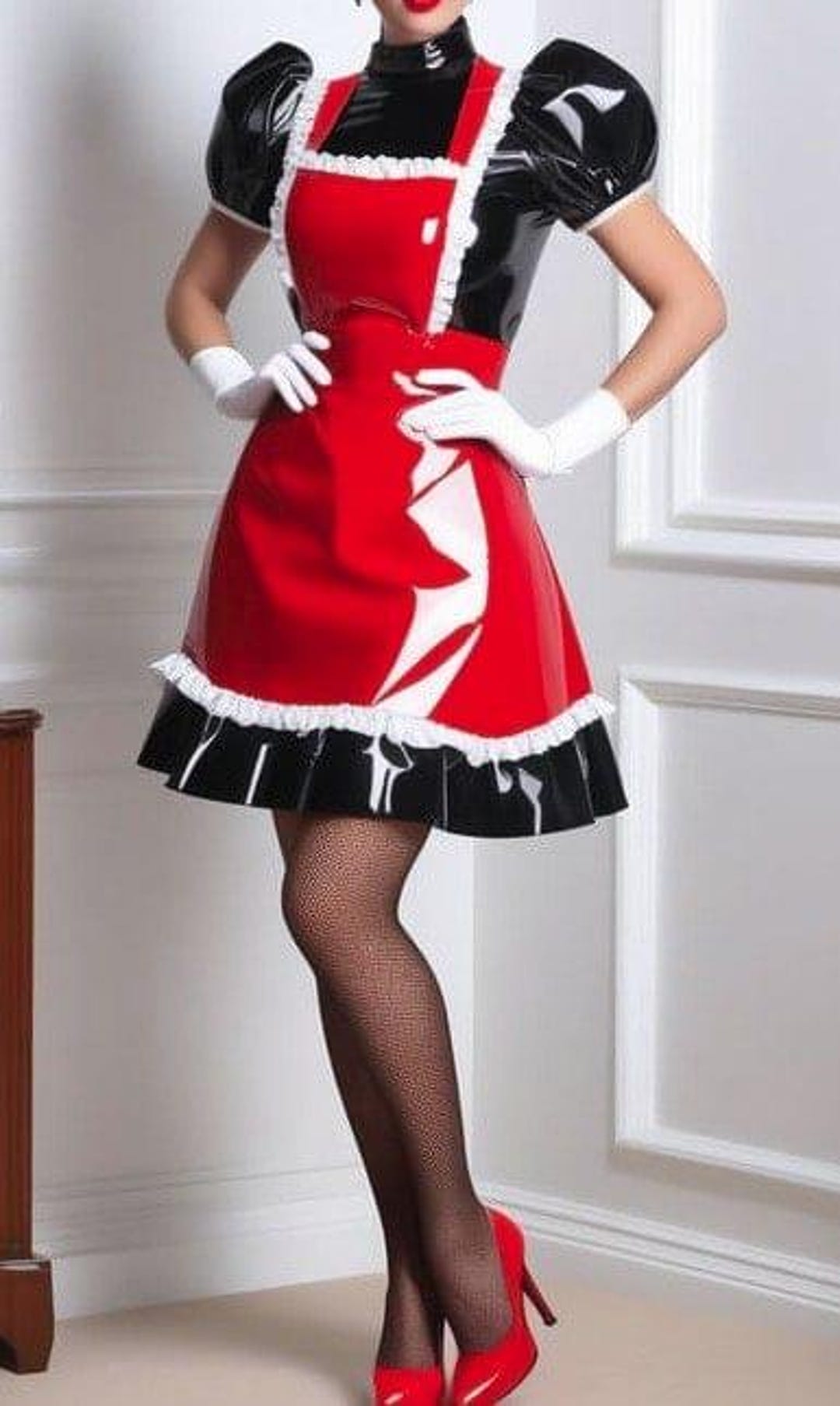 Custom PVC French Maid Outfit Handmade Latex-style Cosplay Dress XS-6XL ...