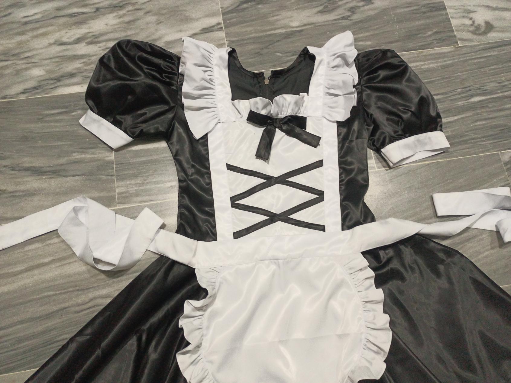 Satin French Maid Outfit With Apron – Custom Handmade Costume XS–6XL - Etsy