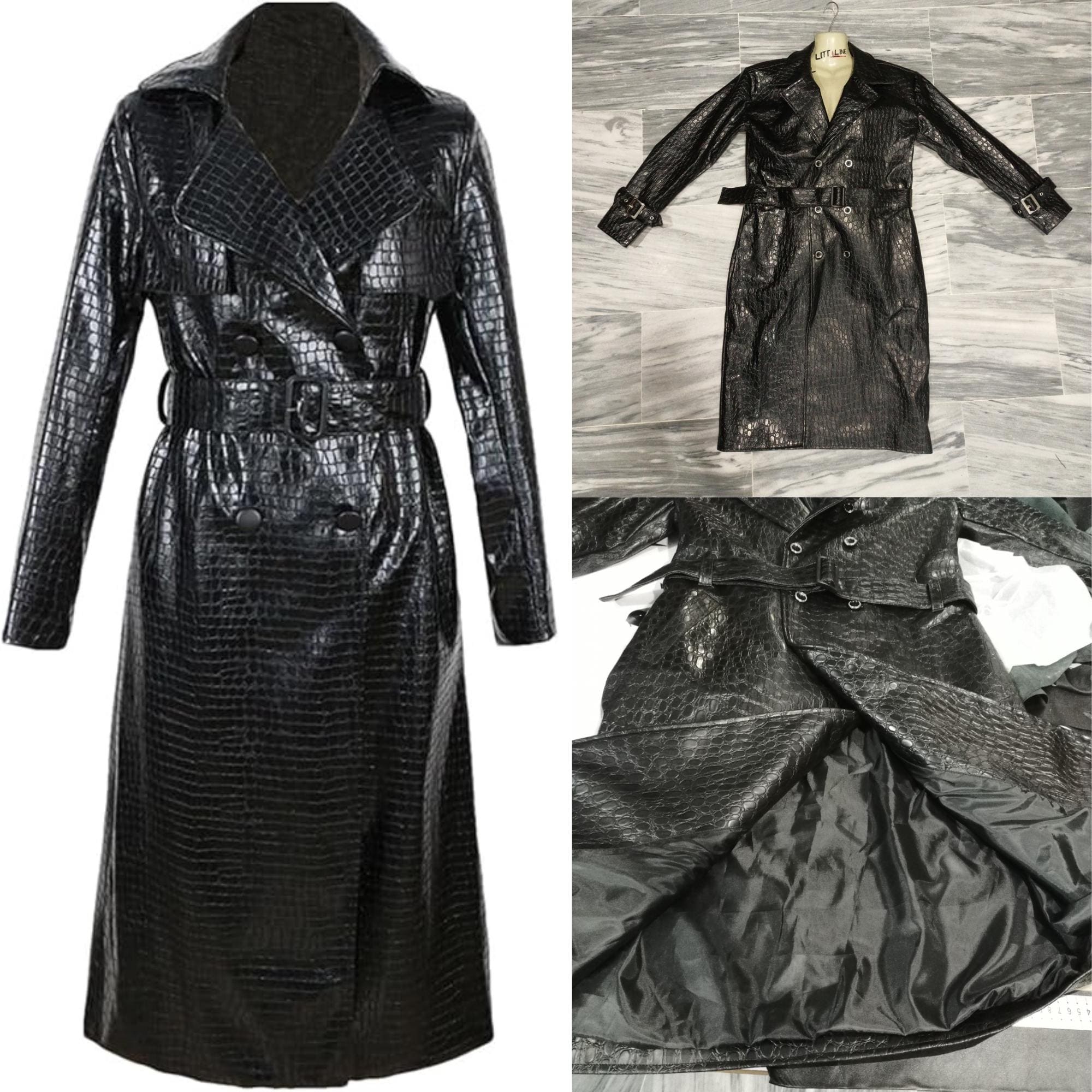 ジャケット・アウター Crocodile trench coat Amazon.com: Crocodile Printed Leather Long Trench Coat For