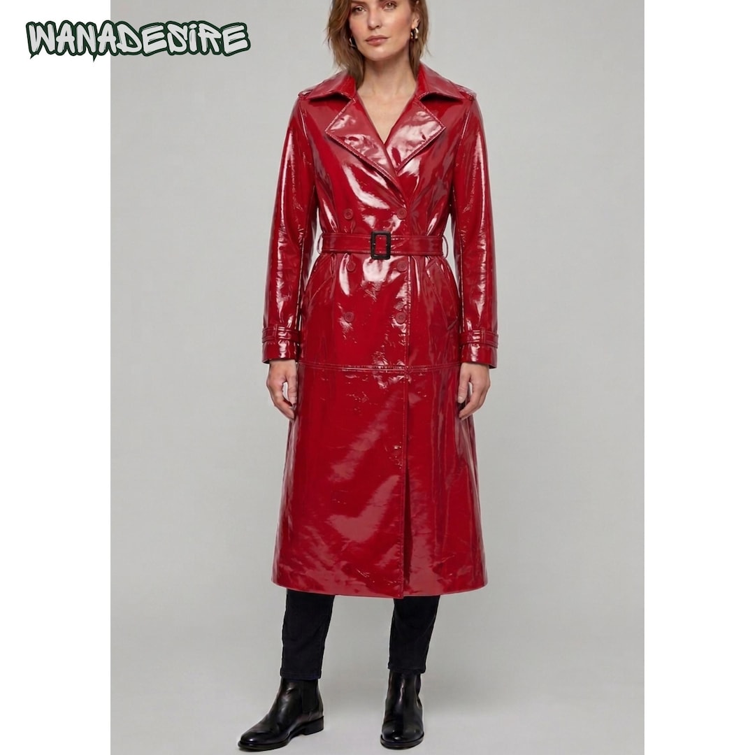 Handmade PVC Trench Coat: Gothic Cyberpunk Vinyl Raincoat (S-6XL