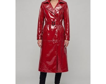 Handmade PVC Trench Coat: Gothic Cyberpunk Vinyl Raincoat (S-6XL