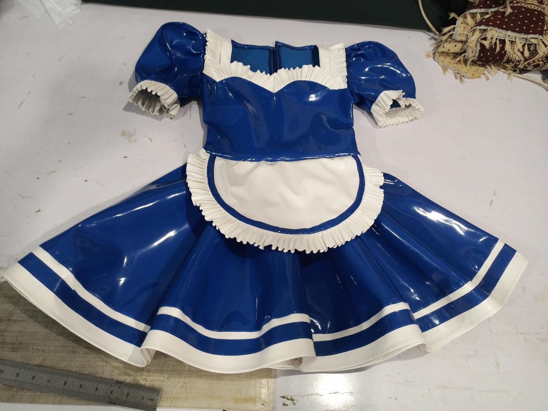 Custom Made PVC French Maid Costume – Shiny Sissy Cosplay Dress - Maid
