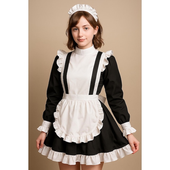 Satin French Maid Dress Gothic Cosplay Outfit Handmade Custom Size XS6XL -  Etsy