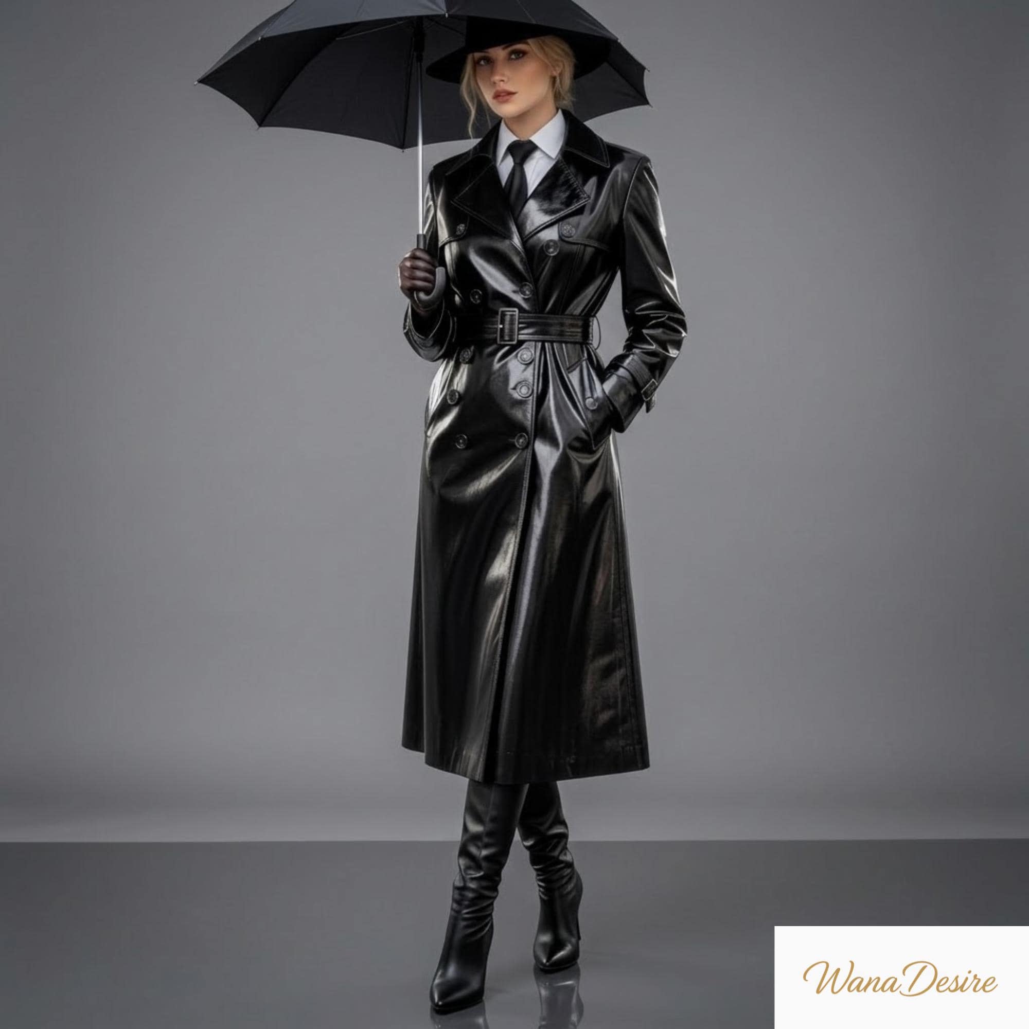 Handmade PVC Trench Coat: Gothic Cyberpunk Vinyl Raincoat (S-6XL