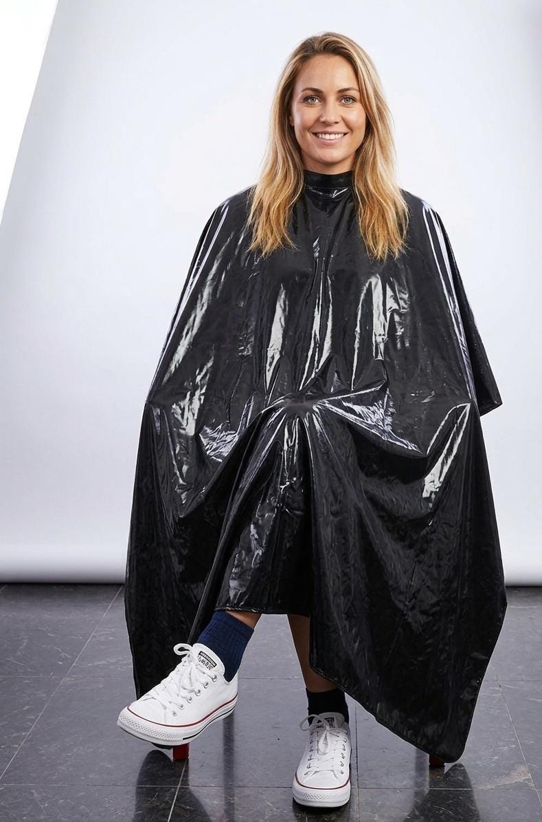 Glossy PVC Barber Cape – Waterproof Hairdresser Salon Haircut
