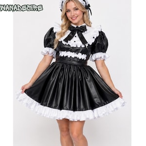 leather maid dress Taiwan Pumpkin Vintage. G.V.G.V Black & White Patchwork Maid Leather Dress nanguaselectshop