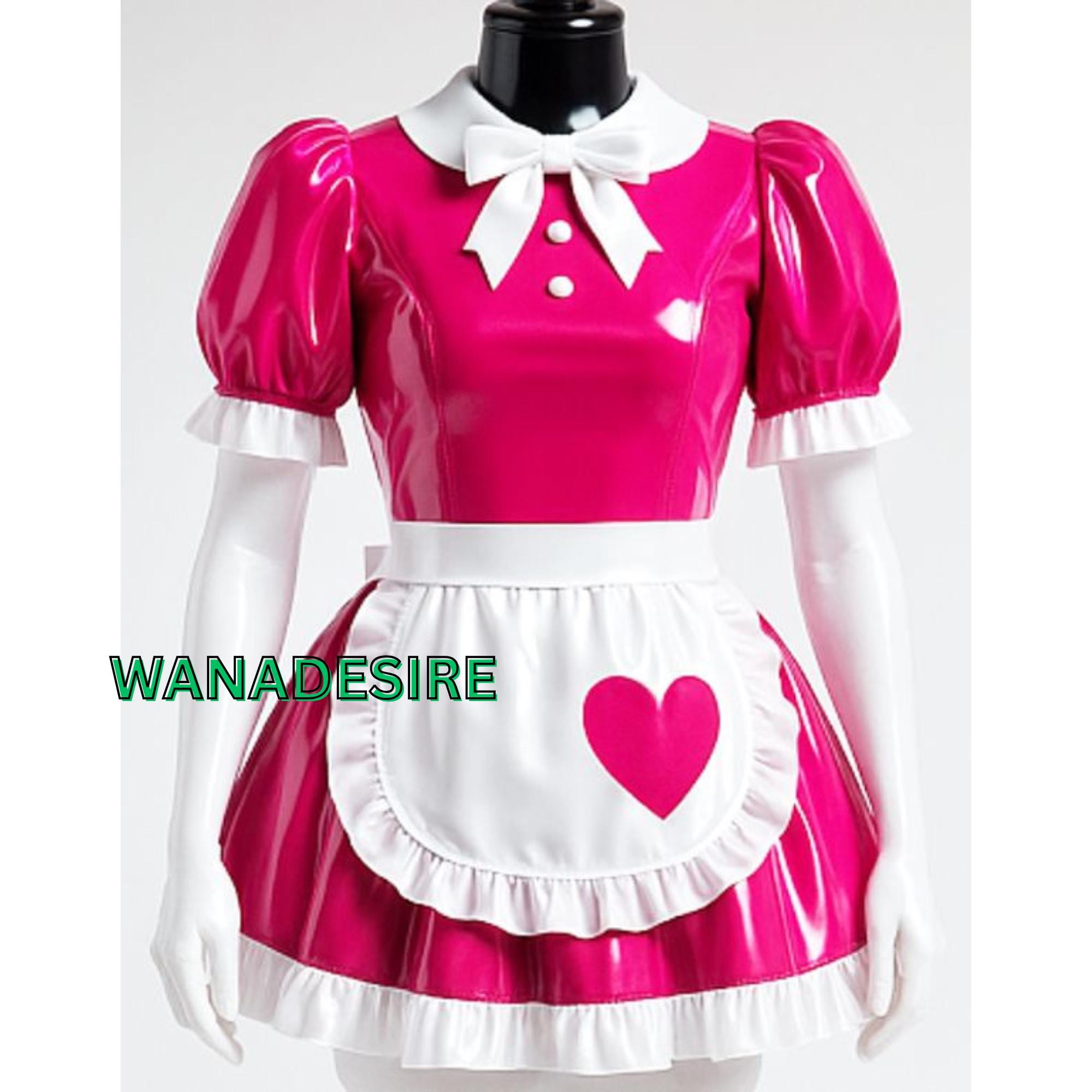 Pink & White PVC French Maid Costume: Shiny Vinyl Dress, XS-6XL - Etsy