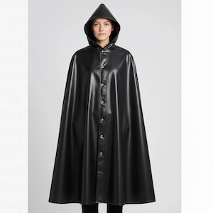 Handmade Vinyl Rain Cape – Shiny Hooded Cloak – XS to 6XL