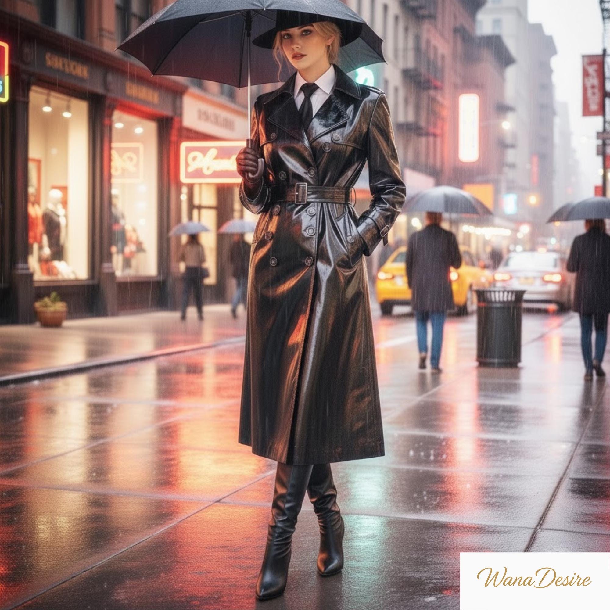 Handmade PVC Trench Coat: Gothic Cyberpunk Vinyl Raincoat (S-6XL