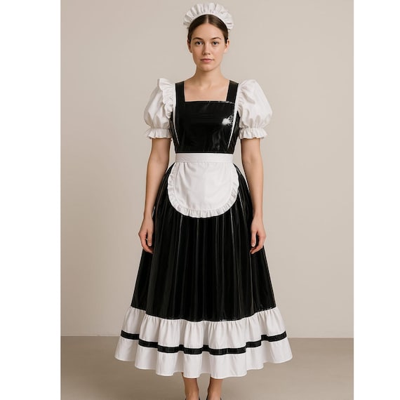 Luxury Gothic PVC & Satin Maid Dress – Custom Handmade Cosplay