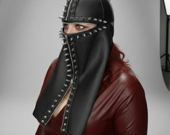 Handmade Leather Spiked Face Mask – Gothic Punk Studded Mask – Alternative Fashion Fetish Accessory