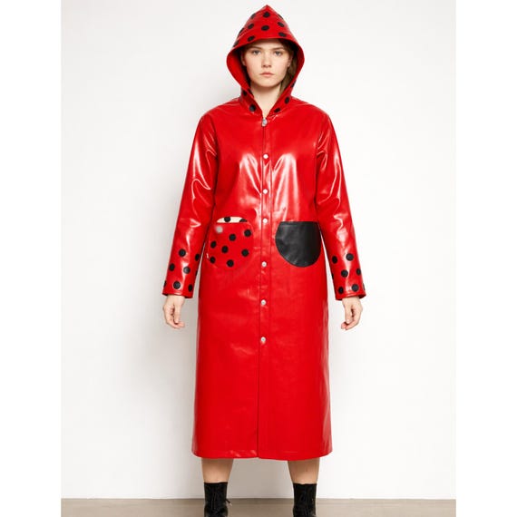 Ladybug Polka Dot PVC Raincoat: Waterproof Hooded Vinyl Jacket - Etsy