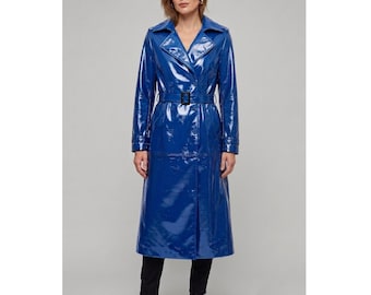 Handmade PVC Trench Coat: Gothic Cyberpunk Vinyl Raincoat (S-6XL