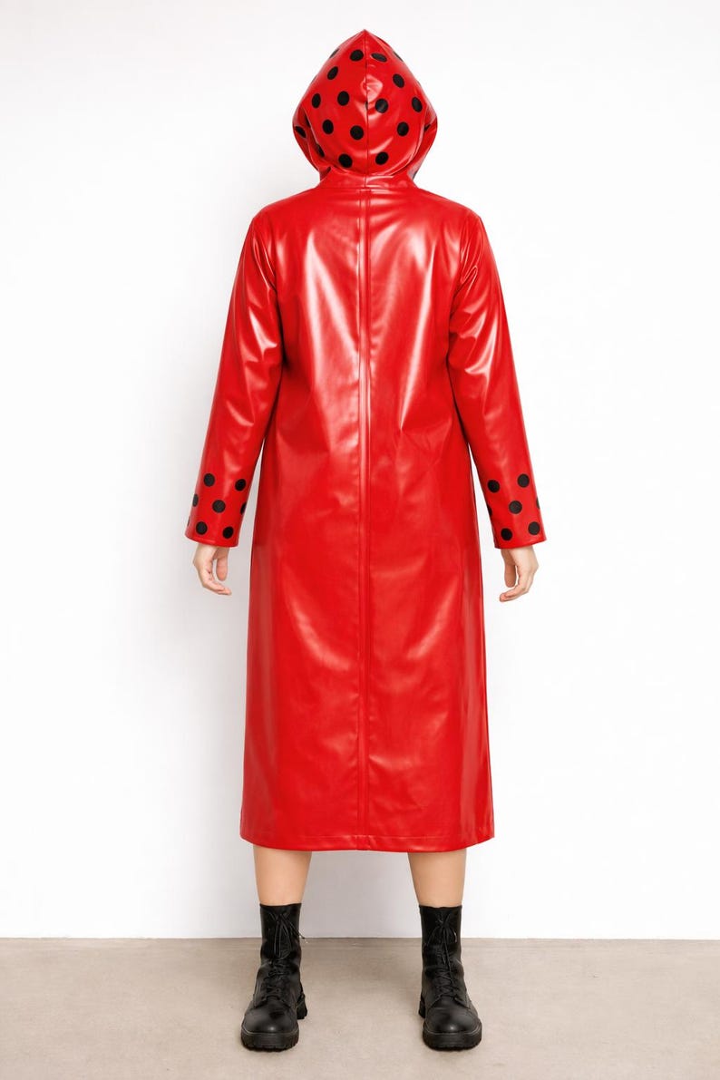 Ladybug Pattern Jacket Ladybug Polka Dot PVC Raincoat: Waterproof Hooded Vinyl Jacket - Etsy