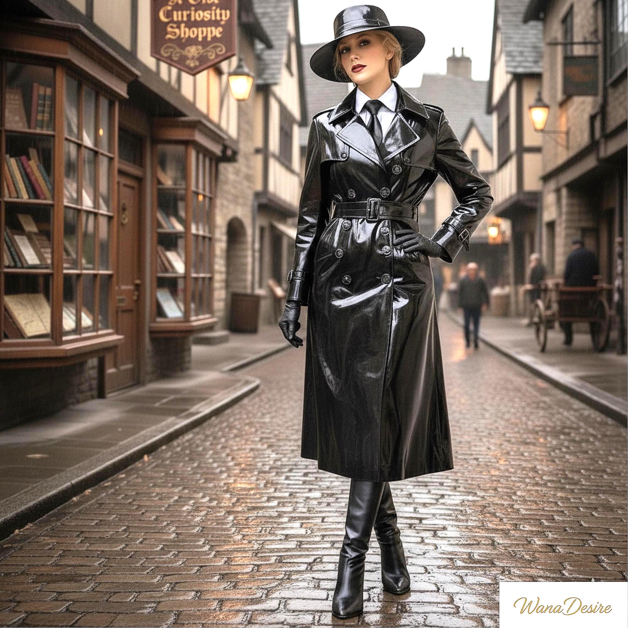 Handmade PVC Trench Coat: Gothic Cyberpunk Vinyl Raincoat (S-6XL
