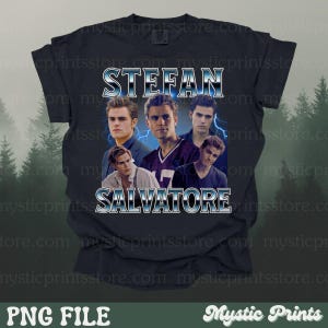 Pamiętniki wampirów PNG Plik | Stefan Salvatore PNG Obraz | Mystic Falls | Transfer DTF | Sublimacja | Koszulka Png | Pobieranie cyfrowe | 300dpi