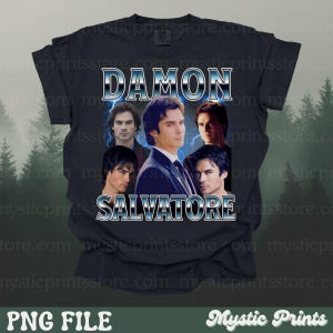 Pamiętniki wampirów PNG Plik | Damon Salvatore PNG Obraz | Mystic Falls | Transfer DTF | Sublimacja | Koszulka Png | Pobieranie cyfrowe | 300dpi